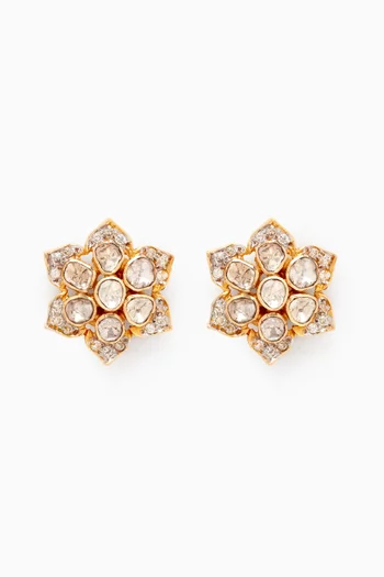 Nalini Stud Earrings in 18kt Gold & Uncut Diamonds