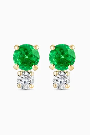 Colombian Emerald Mini Cluster Earrings in 18kt Gold