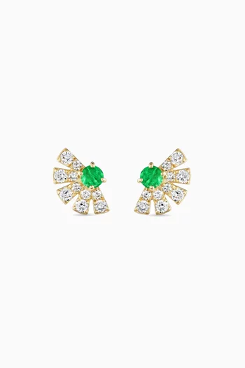 Colombian Emerald & Diamond Sunrise Earrings in 18kt Gold
