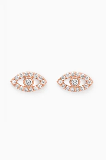 Evil Eye Diamond Stud Earrings in 18kt Rose Gold