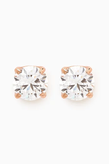 Round Diamond Stud Earrings in 18kt Rose Gold