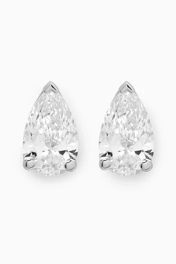 Pear Diamond Stud Earrings in 18kt White Gold