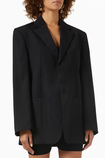 D'homme Square Jacket in Stretch-wool Viscose