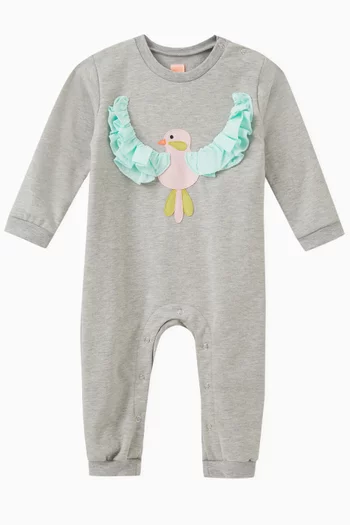 Picaflor Bird Detail Romper in Cotton Blend