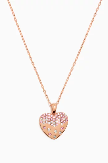 Studded Diamond & Sapphire Heart Pendant Necklace in 18kt Rose Gold