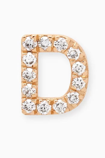 D Letter Diamond Single Stud Earring in 18kt Gold