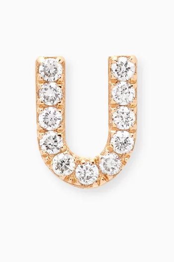 U Letter Diamond Single Stud Earring in 18kt Gold