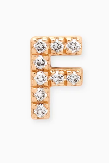 F Letter Diamond Single Stud Earring in 18kt Gold
