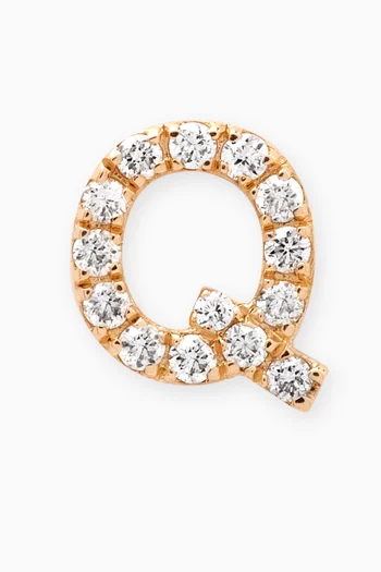Q Letter Diamond Single Stud Earring in 18kt Gold
