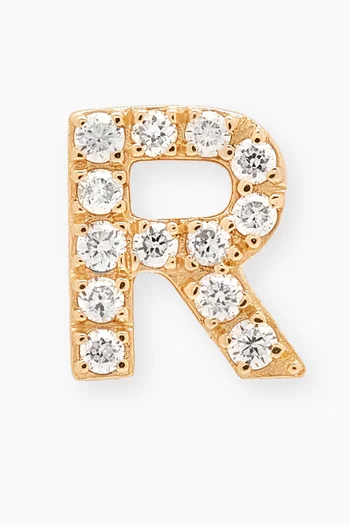 R Letter Diamond Single Stud Earring in 18kt Gold