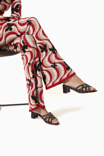 حذاء ميوشيا مفتوح جلد بنقشة جلد التمساح وكعب 40 مم