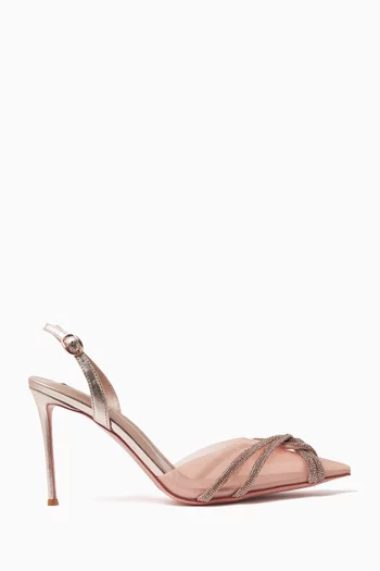 Angelica 95 Embellished Slingback Pumps in PVC & Metallic Leather