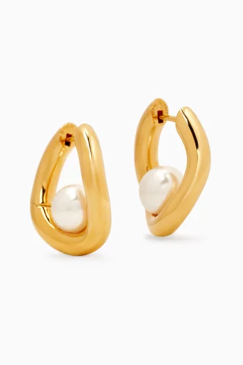 Loop Pearl Earrings in Gold-toned Brass