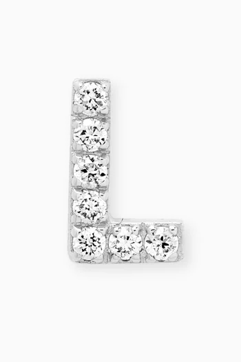 L Letter Diamond Single Stud Earring in 18kt White Gold
