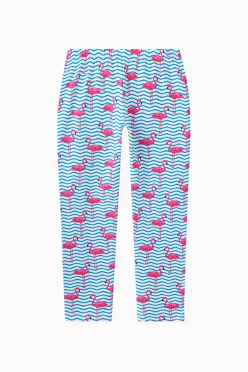 Flamingo Print Pam Leggings in Cotton Stretch