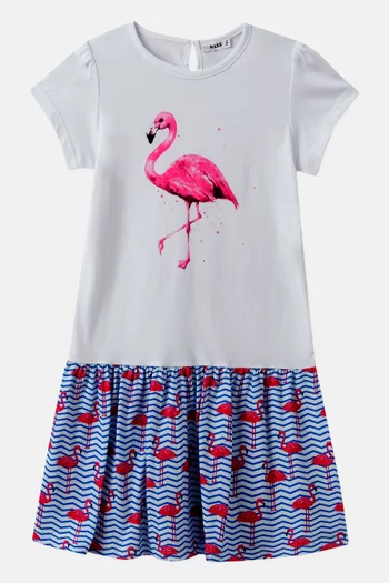 Flamingo Print Dress in Cotton