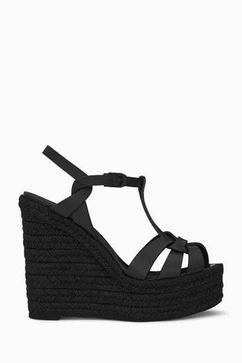 Tribute Platform Espadrille Wedges in Smooth Leather