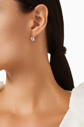 Cleo Diamond & Quartz Huggie Earrings in 18kt White Gold