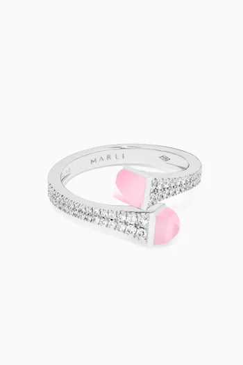 Cleo Diamond & Quartz Slim Ring in 18kt White Gold