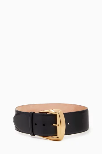 Geometric Buckle Belt in Calf Leather