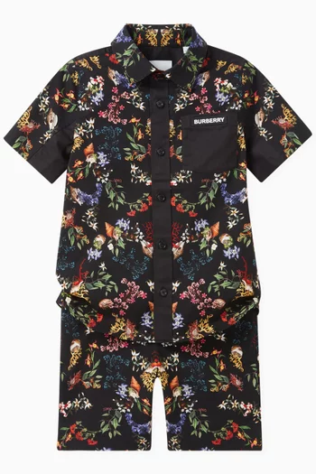 شورت بنقشة زهور وشعاب مرجانية قطن