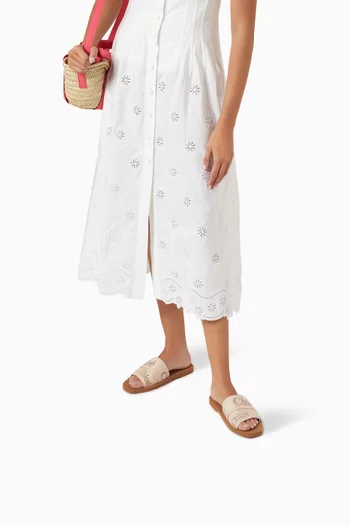 Woody Square-toe Flat Sandals in Linen