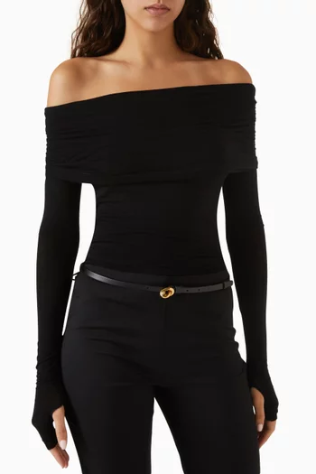 حزام بإبزيم بتصميم عقدة جلد عجل