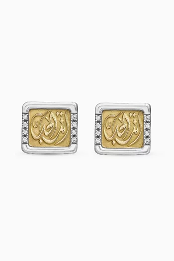 You are The One Diamond Stud Earrings in 18kt Gold and Sterling Silver