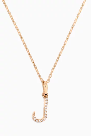 Arabic Letter L ل Diamond Necklace in 18kt Yellow Gold