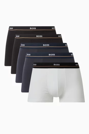 Essential Logo Trunks in Stretch Cotton, Set of 5