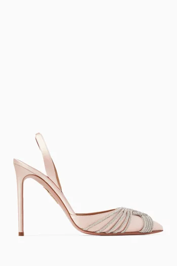 Gatsby 105 Crystal-embellished Slingback Pumps in Satin