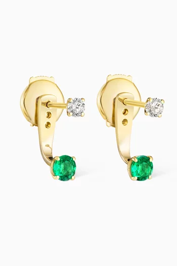 Raindrop Diamond & Emerald Earrings in 18kt Gold