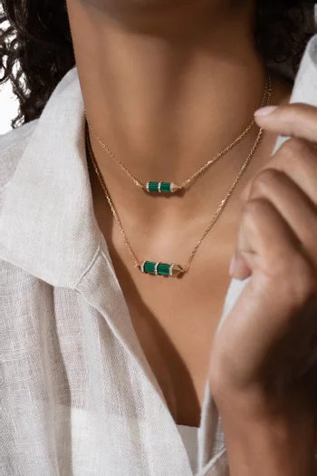 قلادة شاكرا مرصعة بماس وحجر ملاكيت متوسط ذهب عيار 18