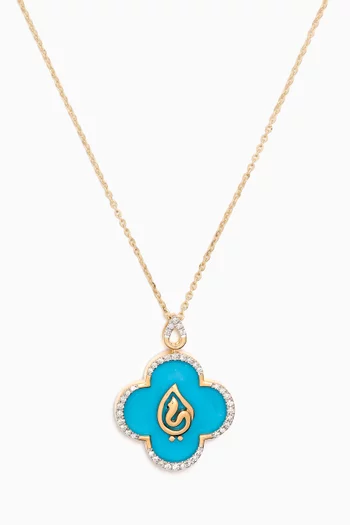 Ummi Necklace with Diamonds & Turquoise in 18kt Yellow Gold
