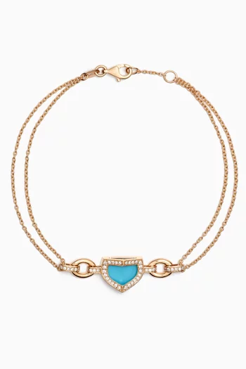 Dome Art Deco Diamond & Turquoise Bracelet in 18kt Gold
