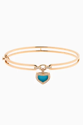 Dome Art Deco Diamond & Turquoise Bangle in 18kt Gold