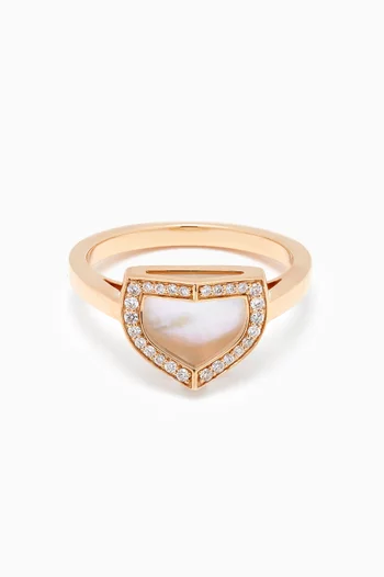 Dome Art Deco Diamond & Mother of Pearl Ring in 18kt Gold