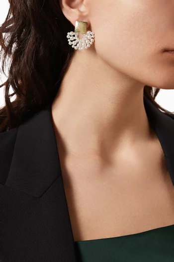 Hannah Pearl Fan Earrings in Gold-plated Brass