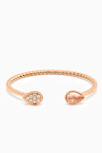 Serpent Bohème S Motif Diamond & Pink Quartz Bracelet in 18kt Rose Gold