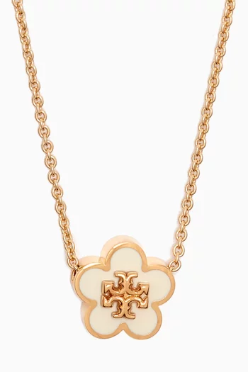 Kira Flower Enamel Pendant Necklace in Gold-plated Brass