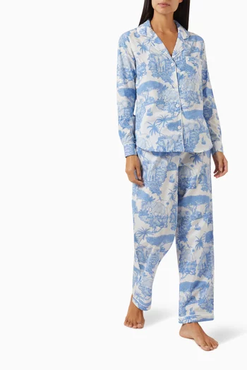 Loxodonta-print Long-sleeve Pyjama Set in Cotton