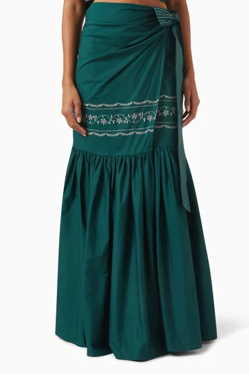 Maxi Foret Embroidered Skirt in Cotton