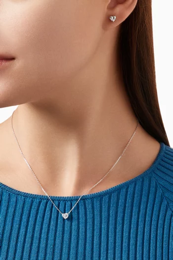 قلادة بدلاية بتصميم قلب مرصعة بالماس ذهب أبيض عيار 18، 0.6 قيراط