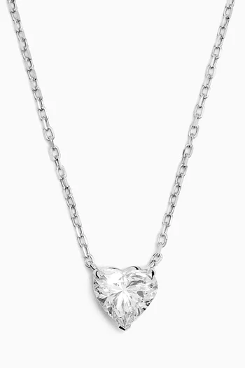 Heart Diamond Pendant Necklace in 18kt White Gold, 0.7ct