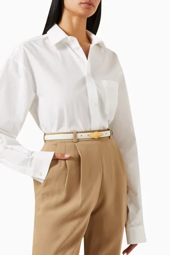 حزام بمشبك بتصميم ماسي جلد لامع