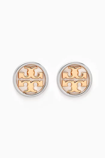 Miller Logo Stud Earrings in 18kt Gold-plated & Silver-plated Brass