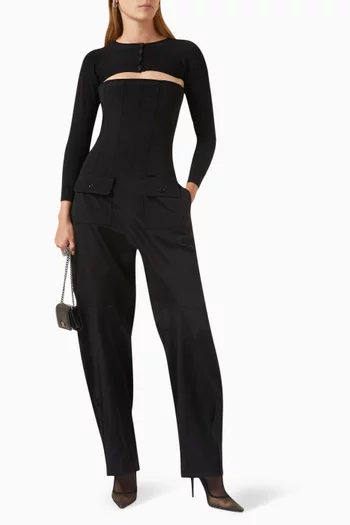 x Kim Buttoned Shrug in Viscose-blend Knit