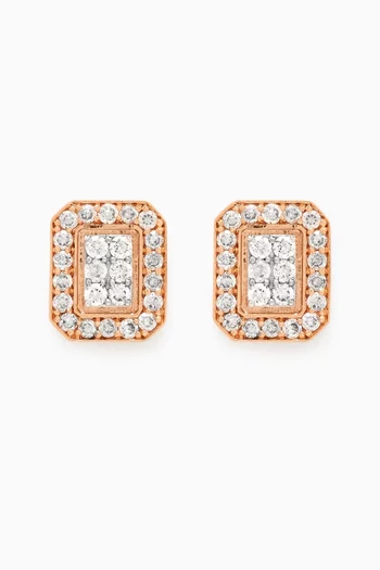 Barq Square Diamond Earrings in 18kt Rose Gold