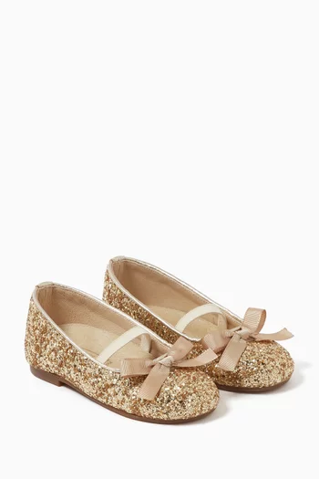 Sparkle-embellished Bow Ballerina Shoes