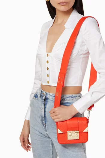 Mini Monogram Dual Strap Crossbody Bag in Faux Leather